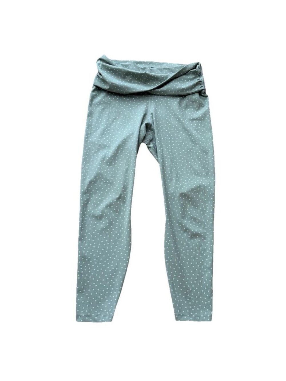 Nike Women’s Large Yoga Twist Waist High Rise 7/8 Leggings Gray Polka Dot